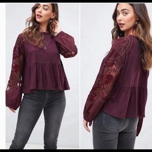 Free People Embroidered Penny Tee